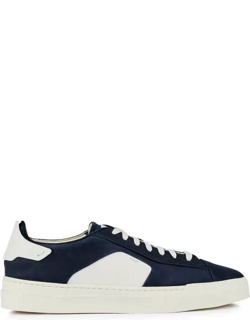 Santoni Darts Panelled Nubuck Sneakers - Blue And White - 11, Santoni Trainers, Leather