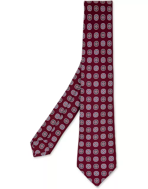 Kiton Burgundy Tie With Pattern