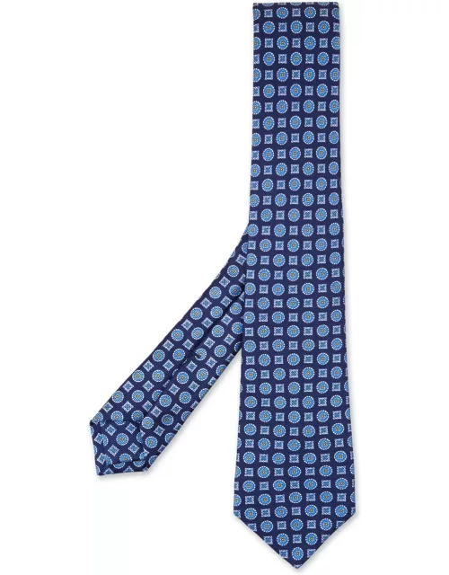 Kiton Blue Tie With Micro Pattern