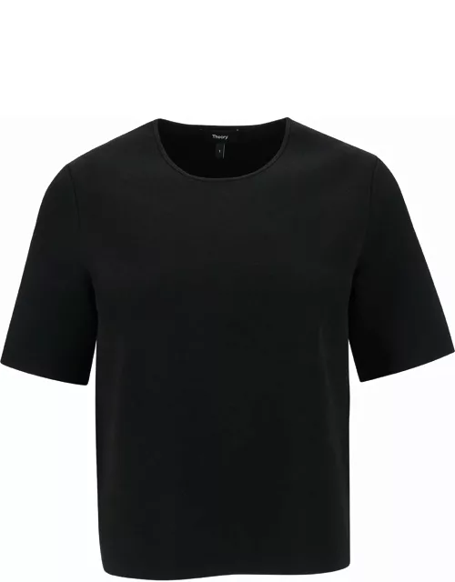 Theory Black T-shirt With U Neckline In Viscose Blend Woman