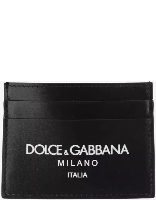 Dolce & Gabbana Calfskin Leather Card Holder With Logo