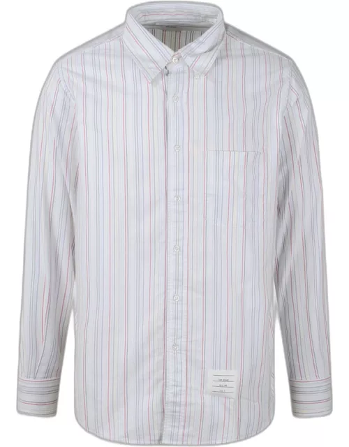 Thom Browne Straight Fit Shirt In University Stripe Oxford