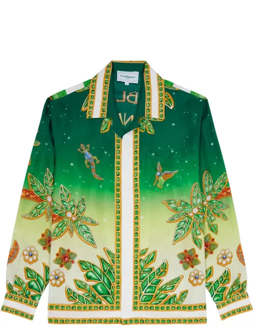 Casablanca Joyaux D'Afrique Printed Silk-satin Shirt - Green