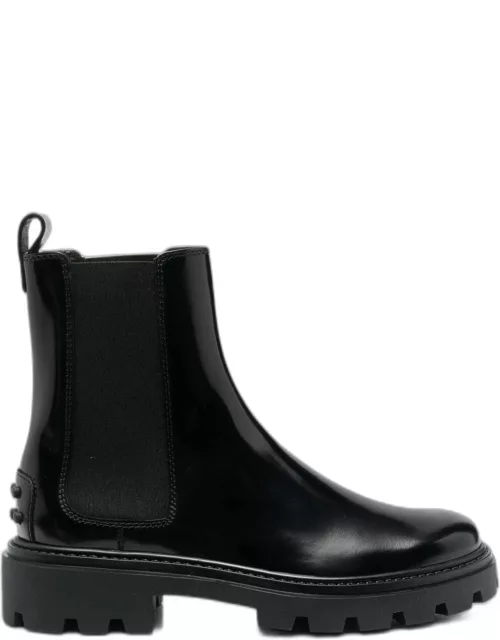 Tod's Black beatles Bootie With Stretch Inserts And Rubber Detail In Leather Woman