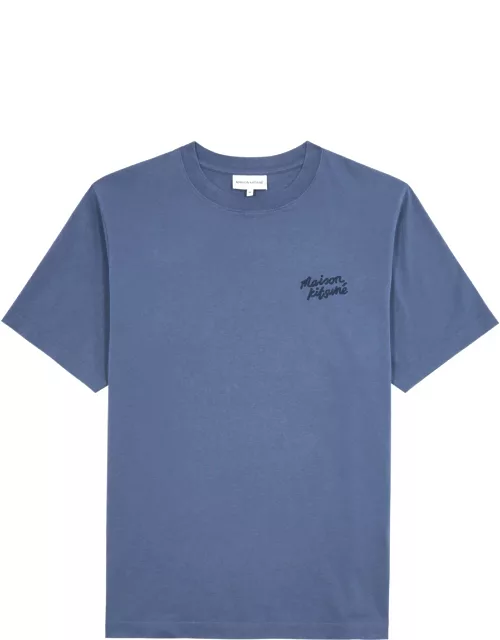 Maison Kitsuné Logo-embroidered Cotton T-shirt - Blue