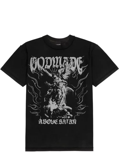 God Made Above Printed Cotton T-shirt - Black
