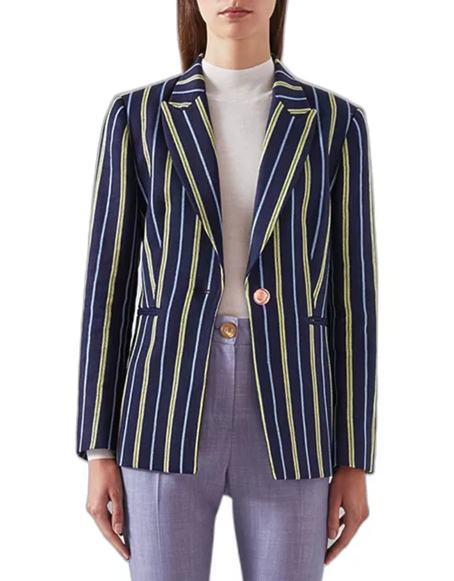Mya Striped Single-Button Jacket