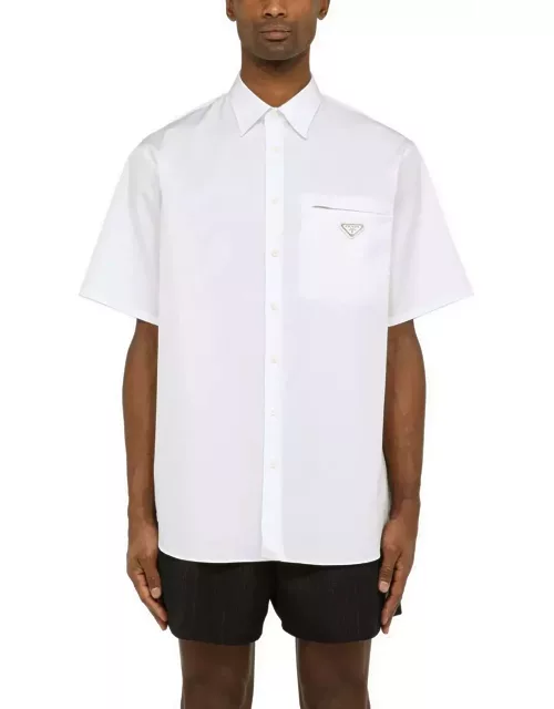 Prada Short-sleeved Shirt In White With Logo