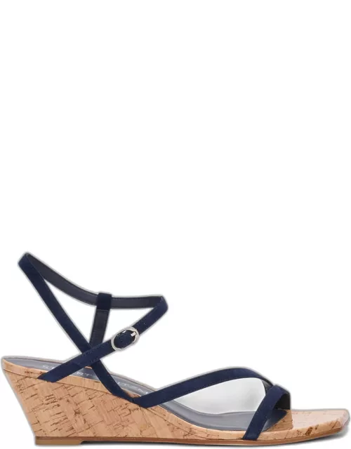 Oasis Suede Ankle-Strap Wedge Sandal