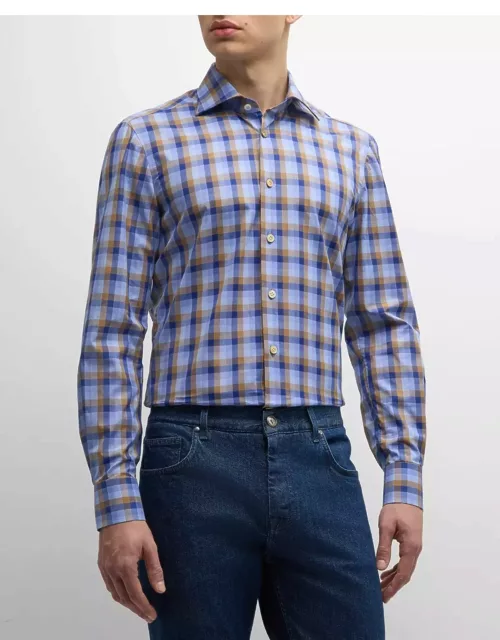 Men's Cotton Check Casual Button-Down Shirt