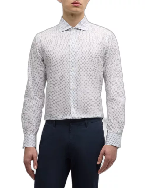 Men's Cotton Micro Leaf-Print Dress Shirt