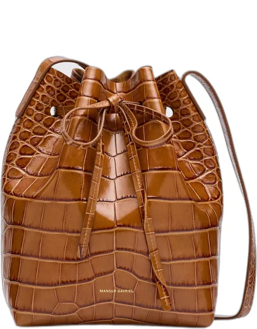 Mini Croc-Embossed Bucket Bag