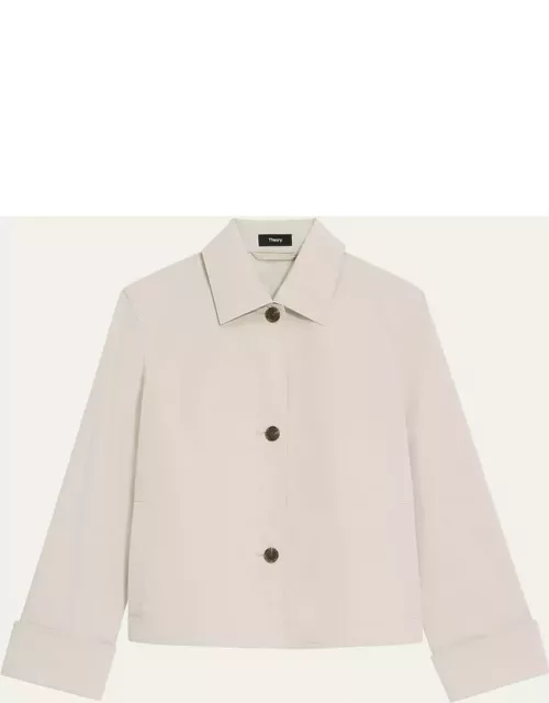 Cropped Wide-Cuff Trench Jacket