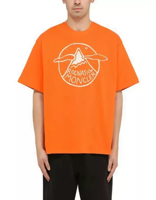 Orange cotton T-shirt with logo