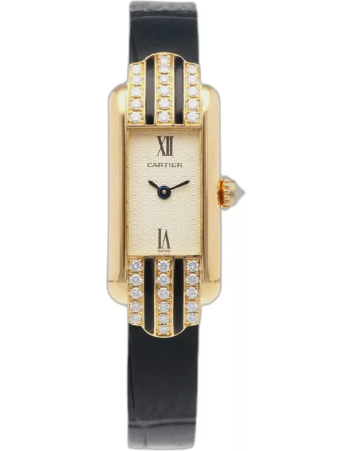 Cartier Gold 18k Yellow Gold Tank Allonge 1380 Quartz Women's Wristwatch 14.5 m