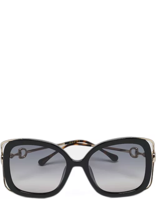 Gucci Black Gradient GG1021S Horsebit Rectangular Sunglasse