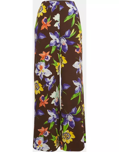 Ralph Lauren Purple Label Multicolor Floral Print Crepe Wide-Leg Pants