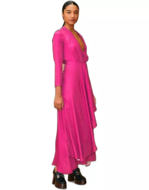 Pink Long Sleeve Maxi Dress, PINK /