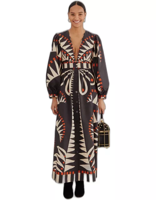Black Coconut Grove Puff Sleeve Maxi Dress, COCONUT GROOVE BLACK /