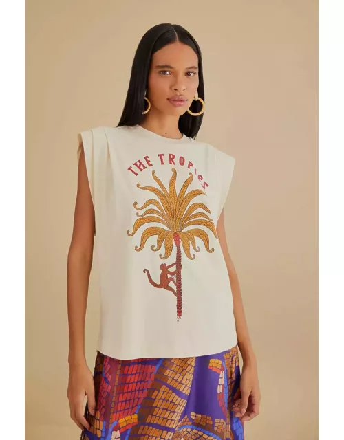 The Tropics Pleat Organic Cotton T-Shirt, SAND /