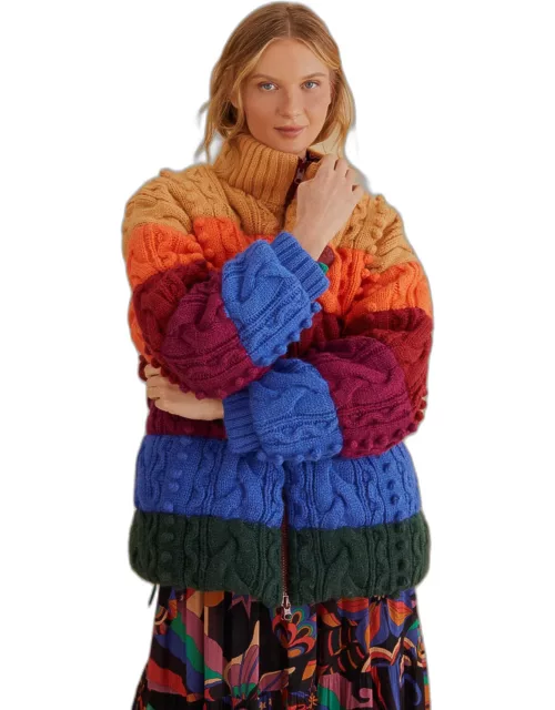 Colorful Stripes Knit Reversible Puffer Jacket, COLORFUL STRIPES MULTI /