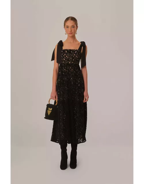 Black Velvet Lace Sleeveless Maxi Dress, BLACK /
