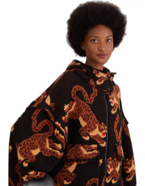 Black Leopards Knit Jacket, LEOPARDS BLACK /