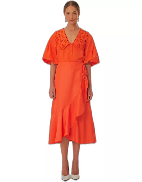 Vivid Orange Midi Skirt, VIVID ORANGE /