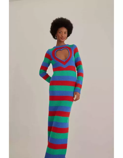 Striped Heart Knit Dress, HEART STRIPES MULTICOLOR /