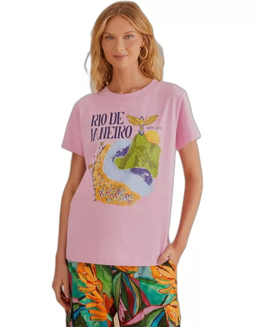 Rio De Janeiro Organic Cotton Fit T-Shirt, PINK /