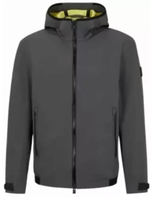 Water-repellent softshell jacket with logo badge- Grey Men's Casual Jacket