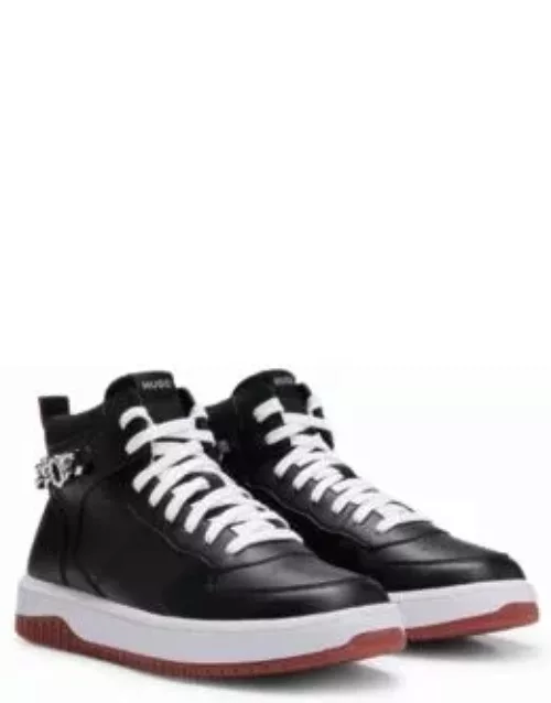 High-top trainers with logo-chain trim- Black Women's Sneaker
