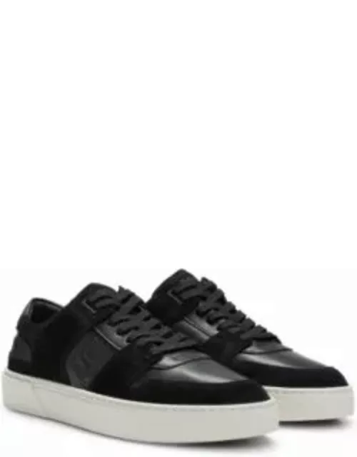 Gary double-monogram trainers in suede and leather- Black Men's Sneaker