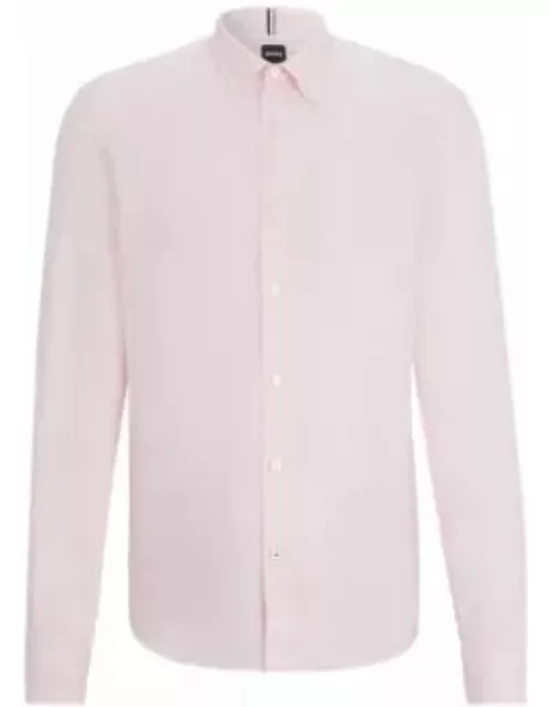 Regular-fit linen shirt with button-down collar- light pink Men's Casual Shirt