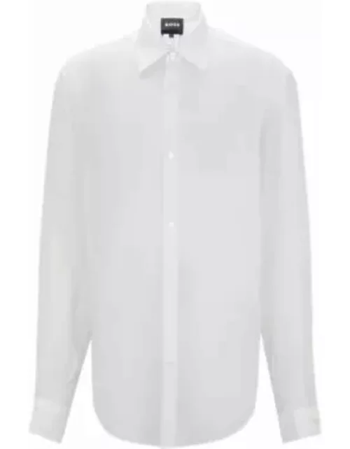 Regular-fit shirt in soft organza with Kent collar- White Men's Casual Shirt