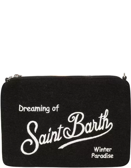 MC2 Saint Barth Logo Embroidered Top Zip Clutch