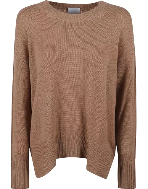 Allude Loose Fit Side Slit Knit Sweater