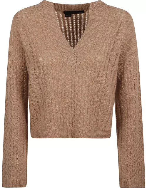 360Cashmere V-neck Cable-knit Sweater