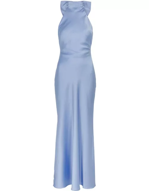 Misha Evianna Bow-embellished Satin Maxi Dress - Blue - M (UK12 / M)