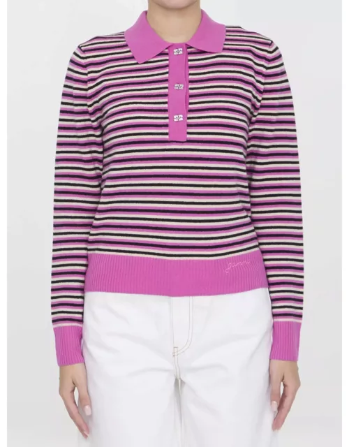 Ganni Striped Polo Sweater