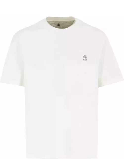 Brunello Cucinelli Crew-neck T-shirt In Cotton Jersey With Logo
