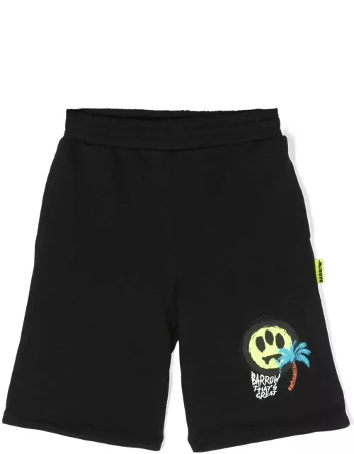 Barrow Black Shorts With Logo And Graphic