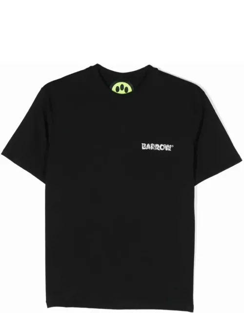 Barrow Black T-shirt With Logo And Graphic