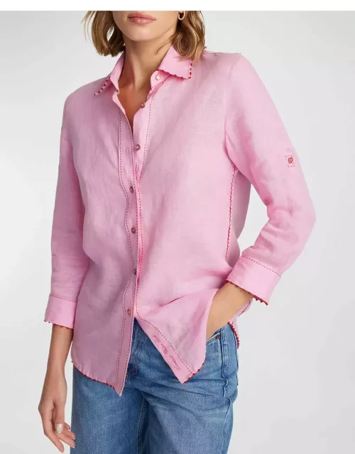 Hadley Embroidered Button-Down Linen Shirt
