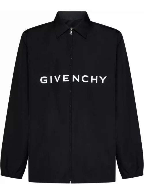 Givenchy Boxy Fit Long Sleeve Zip Print Shirt