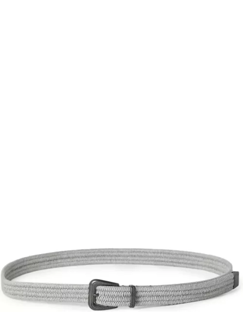 Brunello Cucinelli Buckle-fastening Woven Belt In Linen