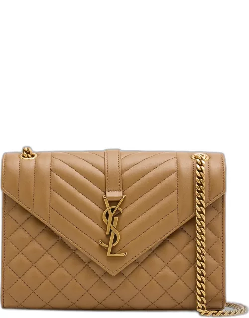 Envelope Triquilt Medium YSL Shoulder Bag in Smooth Quilted Leather