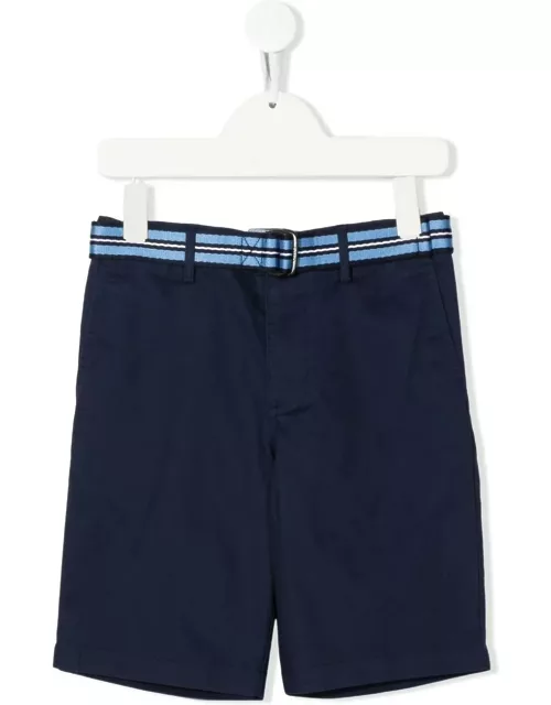 Ralph Lauren Shorts In Navy Blue Stretch Chino With Belt