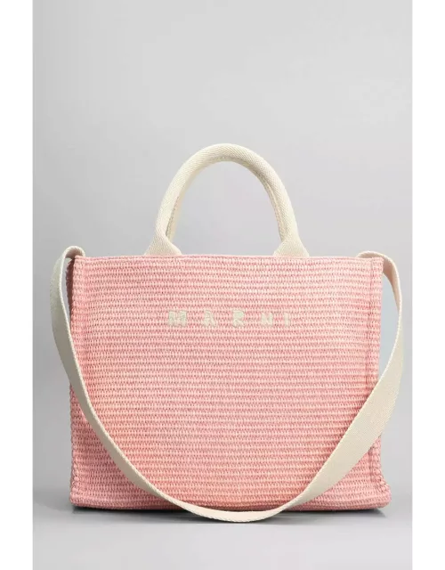Marni Small Basket Hand Bag In Rose-pink Cotton