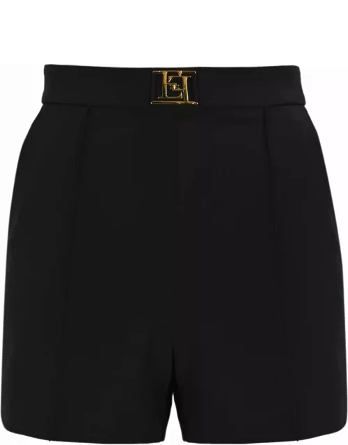 Elisabetta Franchi Crepe Shorts With Gold Plate